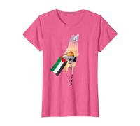Drapeau de la Palestine - Carte de Jérusalem T-Shirt, Femme, Rose Chiné, XS