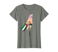Drapeau de la Palestine - Carte de Jérusalem T-Shirt, Femme, Vert Kaki chiné, XS