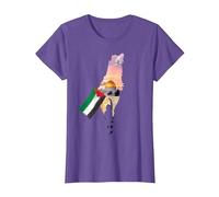 Drapeau de la Palestine - Carte de Jérusalem T-Shirt, Femme, Violet Chiné, XS