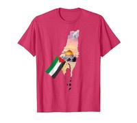 Drapeau de la Palestine - Carte de Jérusalem T-Shirt, Homme, Rouge Chiné, XXL