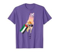 Drapeau de la Palestine - Carte de Jérusalem T-Shirt, Homme, Violet Chiné, XXL