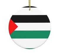 Drapeau de la Palestine Décoration de Noël à suspendre Cadeaux L'Étrange de Monsieur Jack Ornements ronds en porcelaine