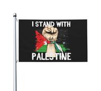 Drapeau de la Palestine I se tient avec un drapeau de la Palestine 3 x 5, drapeaux fantaisie double face pour l'extérieur, décoration murale pour fête 0,9 x 1,5 m, je me tiens avec une tapisserie de l