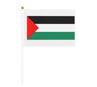 Drapeau de la Palestine - Mini drapeau blanc solide - Couleurs vives et résistant à la décoloration - Drapeaux à main avec lance