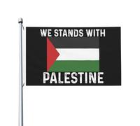 Drapeau de la Palestine Nous nous tenons avec un drapeau de la Palestine double face, drapeaux amusants, décoration murale pour chambre de fille, 0,9 x 1,5 m, nous nous tenons avec une tapisserie de l