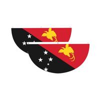 Drapeau de la Papouasie-Nouvelle-Guinée Demi Cercle à suspendre | Lot de 2 bannières imperméables et durables à 3 œillets pour porche, clôture et balcon. Événements patriotiques de la fête