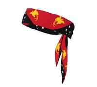 Drapeau de la Papouasie-Nouvelle-Guinée Imprimés Bandana de sport double face avec sangles anti-transpiration et respirant, adapté pour la course et le fitness.