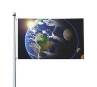 Drapeau de la planète Terre 9,5 x 1,5 m pour l'extérieur | Drapeau double face avec œillets pour jardin, cour, terrasse, fête, maison