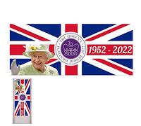 Drapeau de la reine Elizabeth, 75 x 180 cm Drapeau de la reine Elizabeth 11 | Drapeaux de la reine d'Angleterre résistants aux intempéries Drapeau funéraire en deuil, cadeau Abbto