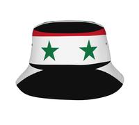 Drapeau de la République arabe syrienne Adulte Mode Chapeau de soleil Convient pour homme et femme Respirant Pliable Convient pour le camping, la plage et toutes les activités de plein air Noir