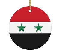 Drapeau de la République arabe syrienne - Décoration ronde en céramique avec impression double face - Décoration de festival