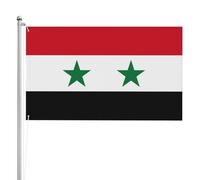 Drapeau de la République arabe syrienne double face 0,9 x 1,5 m Drapeau de jardin lourd triple couche double face en polyester