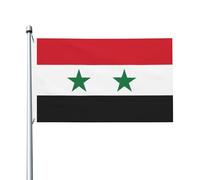 Drapeau de la République arabe syrienne double face sans mât 0,9 x 1,5 m