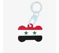 Drapeau de la République arabe syrienne - Étiquettes tendance en acrylique - En forme d'os de chien - Double face - Pour chiens et chats