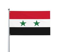 Drapeau de la République arabe syrienne imprimé 1,5 x 0,9 m, drapeau décoratif unilatéral pour la journée nationale de la culture en plein air