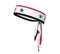 Drapeau de la République arabe syrienne imprimé bandana de sport double face avec sangles anti-transpiration et respirant, adapté pour la course et le fitness.