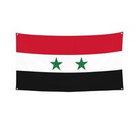 Drapeau de la République arabe syrienne imprimé pour intérieur et extérieur - Réutilisable - Facile à accrocher - Bannière de fête festive - Décoration de vacances