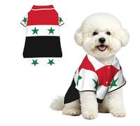 Drapeau de la République arabe syrienne M pour animal de compagnie - Chemise hawaïenne pour petits chiens - Tenue de plage d'été mignonne pour chiot - Vêtement doux et respirant avec boutons