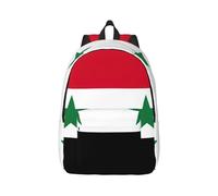 Drapeau de la République arabe syrienne Sac à dos de voyage en toile pour ordinateur portable, anti-eau et sangles ergonomiques pour le travail universitaire, Noir , M