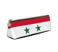 Drapeau de la République arabe syrienne Triangle Étui en cuir multifonction Sac de rangement pour maquillage et papeterie, blanc, One Size, Légères
