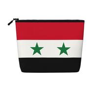 Drapeau de la République arabe syrienne, une trousse de maquillage de voyage polyvalente, idéale pour les routines quotidiennes et les voyages d'affaires, Noir , Taille unique, Trousse de toilette