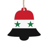 Drapeau de la République arabe syrienOrnements de Noël en bois imprimés - Pièces en bois pré-percées non transformées, pendentifs d'arbre du Nouvel An