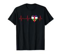 Drapeau de la République Centrafricaine Heartbeat ECG Patriotique T-Shirt