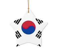 Drapeau de la République de Corée - Accessoires festifs - Ornement en céramique - Pendentif en forme de cœur pour décoration de Noël