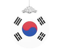 Drapeau de la République de Corée - Arbre de Noël - Décoration à suspendre en verre - Décoration souvenir de vacances pour une installation de Noël éblouissante