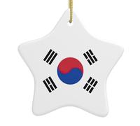 Drapeau de la République de Corée - Décoration de Noël en céramique à suspendre - Cadeau de vacances pour arbre et décoration d'intérieur