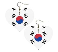 Drapeau de la République de Corée imprimé boucles d'oreilles élégantes en forme de cœur légères accessoires pour femmes parfaites pour les fêtes et la Saint-Valentin.