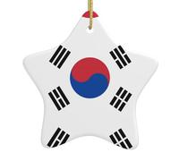 Drapeau de la République de Corée - Sapin de Noël en céramique à suspendre - Idéal pour les projets d'artisanat pour décorer et accrocher