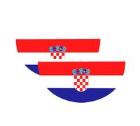Drapeau de la République de Croatie en demi-cercle à suspendre pour | Lot de 2 bannières imperméables et durables à 3 œillets pour porche, clôture et balcon. Événements patriotiques de la fête