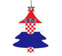 Drapeau de la République de Croatie - Ornement en bois - Pendentif en forme d'arbre de Noël - 1 pièce pour décoration d'arbre, de mur et de porte - Style vintage