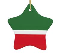 Drapeau de la République de Tchétchénie en céramique en forme d'étoile de Noël, décoration familiale, cadeaux d'anniversaire