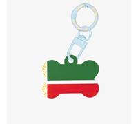 Drapeau de la République de Tchétchénie - Étiquettes en acrylique - Porte-clés double face en forme d'os pour chiens et chats