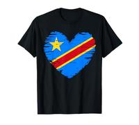 Drapeau de la République démocratique du Congo en Forme de cœur T-Shirt