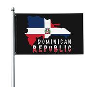 Drapeau de la République dominicaine Carte Drapeau 3x5 pieds avec deux œillets en laiton, double couture Couleur vive Anti-décoloration