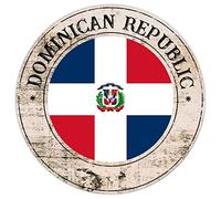 Drapeau de la République Dominicaine Décoration murale en métal Panneau souvenir de pays de la République Dominicaine Cadeau en métal Peinture en fer Drapeau national Rond Panneau de bienvenue