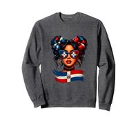 Drapeau de la République Dominicaine Fière Dominicaine Chignon désordonné Femme Fille Sweatshirt