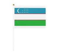 Drapeau de la République d'Ouzbékistan à agiter double face et mini drapeaux à bâton, adaptés pour la décoration de fête et les activités d'équipe