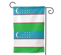 Drapeau de la République d'Ouzbékistan Drapeaux de jardin saisonniers pour l'extérieur, durable double face pour décoration de vacances