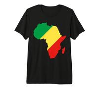 Drapeau de la République du Congo sur la Carte de l'Afrique T-Shirt Haut de Gamme