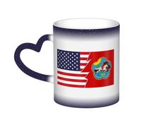 Drapeau de la République populaire de Touva (1935-1939) et de l'Amérique Tasse en céramique sensible à la chaleur changeant de couleur Tasse isolée Nouveauté Tasses de voyage uniques Tasses pour la ma