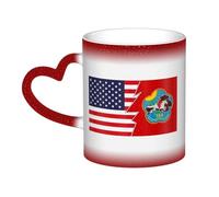 Drapeau de la République populaire de Touva (1935-1939) et de l'Amérique Tasse en céramique sensible à la chaleur changeant de couleur Tasse isolée Nouveauté Tasses de voyage uniques Tasses pour la ma