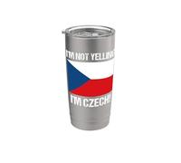 Drapeau de la République tchèque avec inscription « I'm Not Yelling » Gobelet isotherme en acier inoxydable double paroi