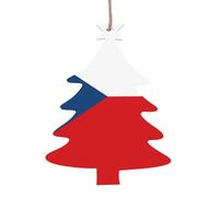 Drapeau de la République tchèque en bois en forme d'arbre de Noël Décoration Design tendance 2 pièces Convient pour la décoration de festival de la maison