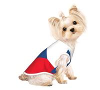 Drapeau de la République tchèque imprimé Chemises pour chiens de petite taille T-shirts extensibles Débardeur léger sans manches rayé Gilet
