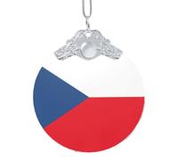 Drapeau de la République tchèque imprimé ornement de Noël à suspendre, pendentif rond en verre pour sapin de Noël, décoration de maison festive