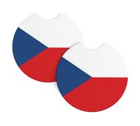 Drapeau de la République tchèque imprimé porte-gobelet intérieur de voiture - Dessous de verre universel, dessous de verre pour camions, SUV, camionnettes, bateaux